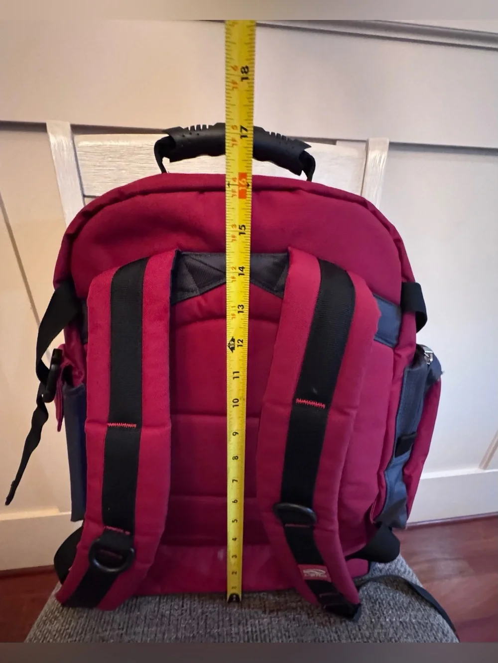 Vintage Vans Men's Red and Blue Multi-Pocket Backpack
